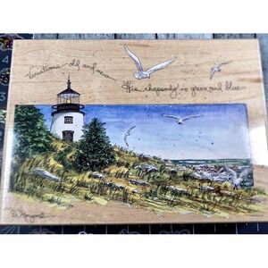 Stamps Happen Rhapsody Green Blue 90151 Morgan Rubber Stamp Wood #G21